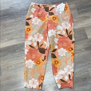 Petite Sz 12 Due’ Per Due’ Brand 100% Silk Floral Ankle Pants NWT #silk #office